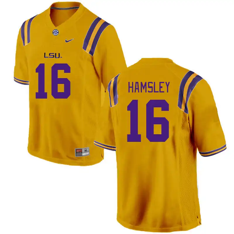 Men's LSU Tigers George Hamsley #16 Gold NCAA Football Jersey